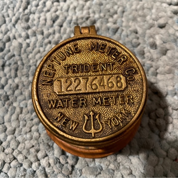 Vintage New York Brass Water Meter Trident Box